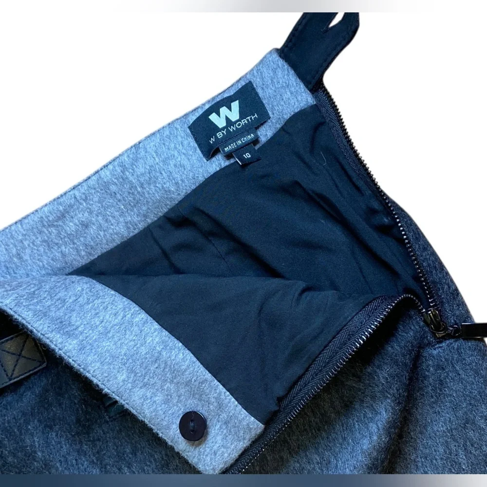 W by Worth Wool Blend Faux Fur Lined Mini Skirt Women’s Size 10 - Picture 5 of 9